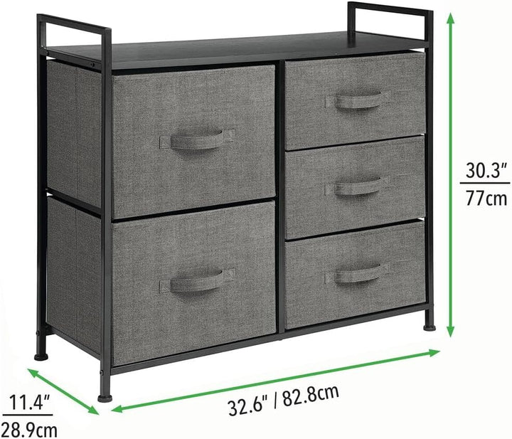 mDesign Kommode aus Stoff – schmaler Schrank Organizer mit 5 Schubladen – praktisches Aufbewahrungss