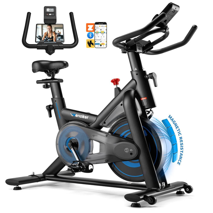 Wenoker Heimtrainer Fahrrad mit App,Leises Ergometer Hometrainer Fahrrad mit Magnetwiderstand
