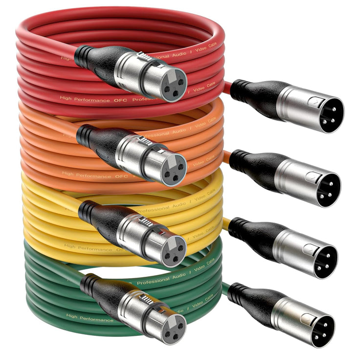 NUOSIYA XLR Kabel 5m 4 Farben XLR Mikrofon Splitterkabel Adapter, 3-Pin XLR Stecker auf Buchse Mikro