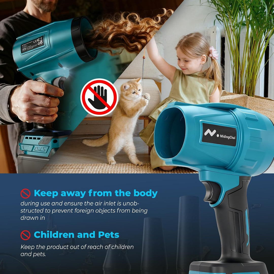 Akku Gebläse Kompatibel mit Makita 18V, Laubbläser Akku mit 3-Düsen, 32000 U/Min, 500g Luftdruck, Ha