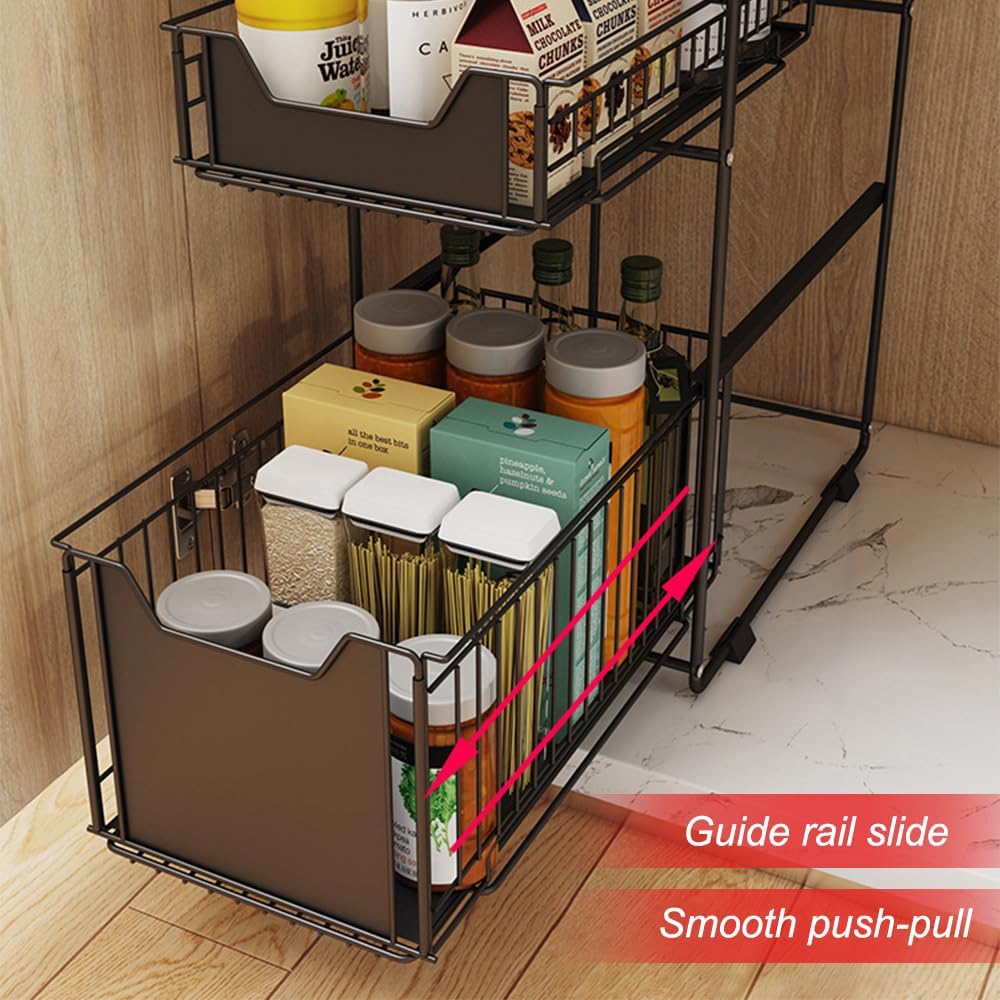 2 Tier Organizer mit Speicher Unter Waschbecken Schiebeschrank Korb herausziehen Snack Organizer Küc