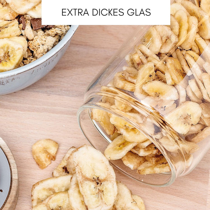 Econovo® Vorratsgläser mit Deckel Set 1000ml/700ml/500ml/300ml (4-teilig) aus Borosilikatglas mit Ho