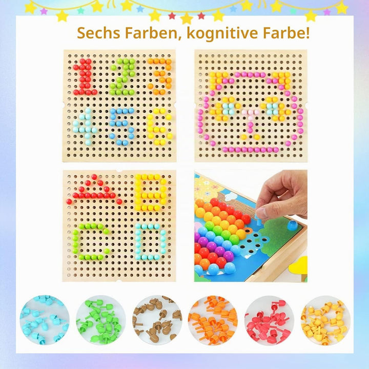 Gohytal Mosaik Steckspiel für Kinder, Spielzeug ab 2 3 4 5 Jahre Holz Mosaik Bastelset Kinder Pegboa