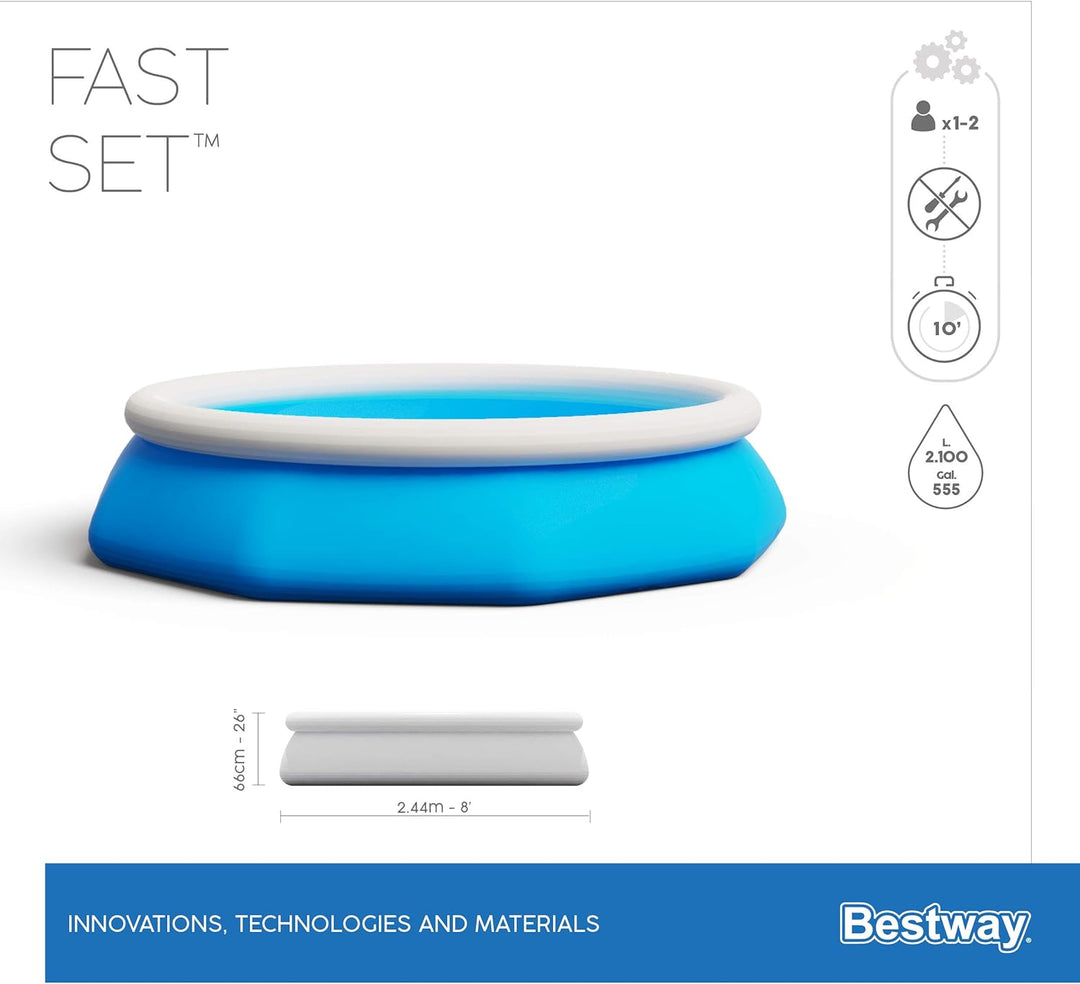 Bestway Fast Set Pool Set mit Filterpumpe, 244 x 66 cm, blau 244x66 cm Blau Single, 244x66 cm Blau S