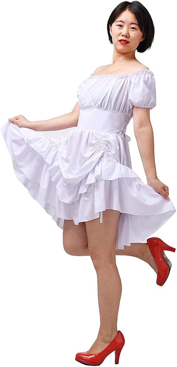 COSDREAMER Damen Gothic Kleid Steampunk Ruffle High Low Dress Viktorianisches Kleid
