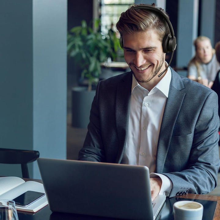 Yealink WH64 Hybrid DECT & Bluetooth Wireless Headset mit 3 Mikrofonen für die Arbeit mit Ladestände