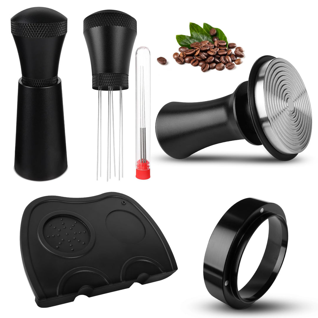 Kaffee Tamper 58mm, Tamper set inkl. WDT Tool, Dosierring 58mm，Tampermatte - Premium Barista Zubehör