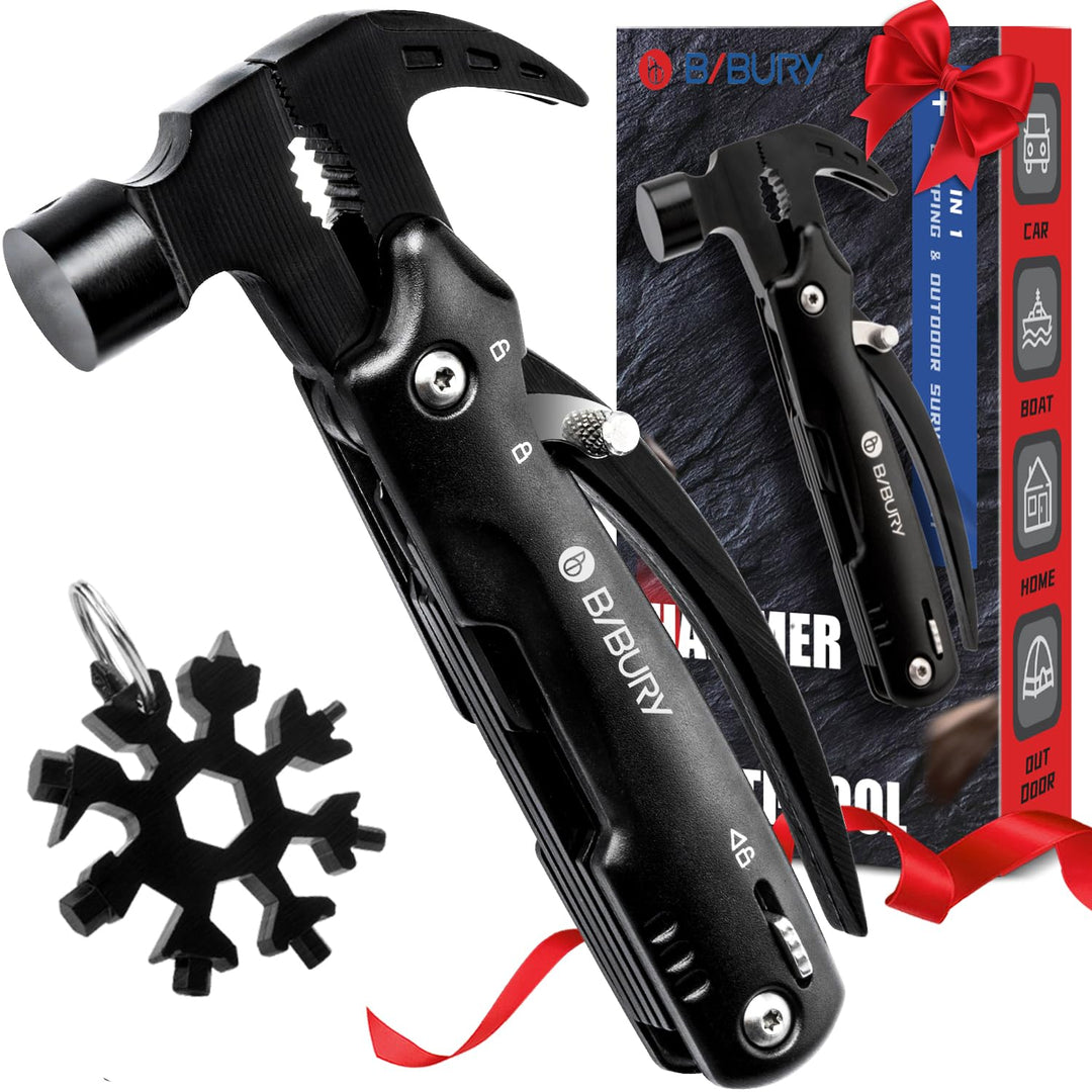 BIBURY Hammer & Schneeflocken Multitool für Manner, Outdoor Campingzubehör Überlebensausrüstung, Ges