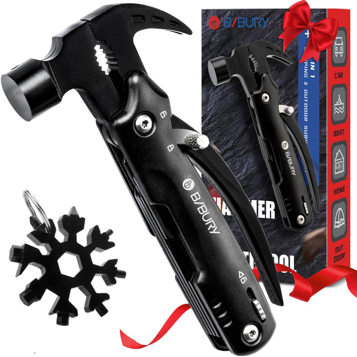 BIBURY Hammer & Schneeflocken Multitool für Manner, Outdoor Campingzubehör Überlebensausrüstung, Ges