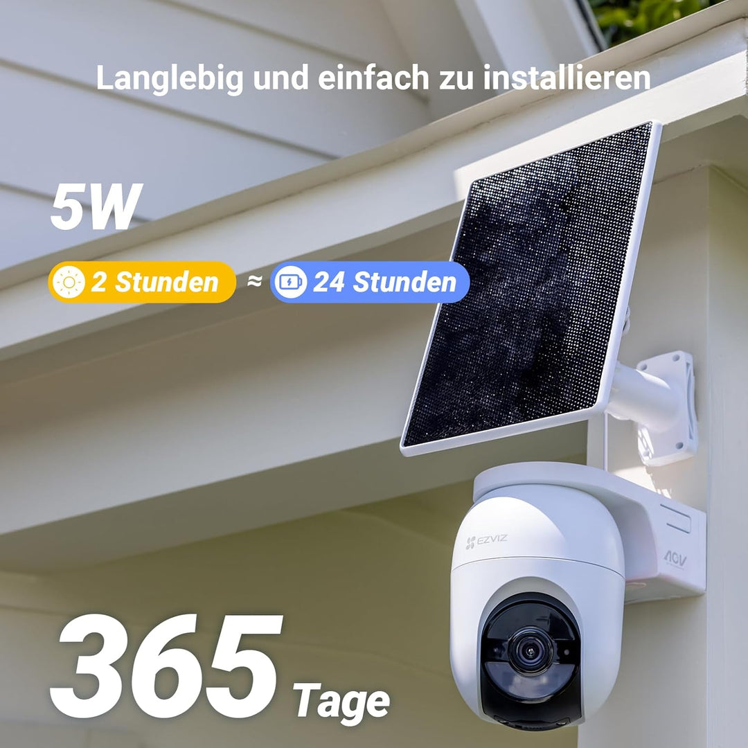 EZVIZ CB8 Lite 4K Überwachungskamera Aussen Akku Solar, 360° Schwenkbare WLAN Kamera Outdoor Kabello