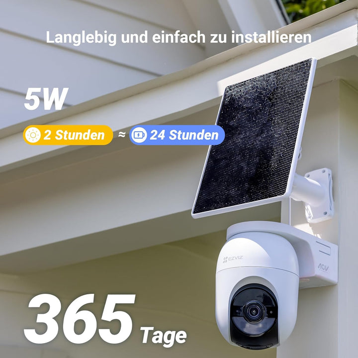 EZVIZ CB8 Lite 4K Überwachungskamera Aussen Akku Solar, 360° Schwenkbare WLAN Kamera Outdoor Kabello