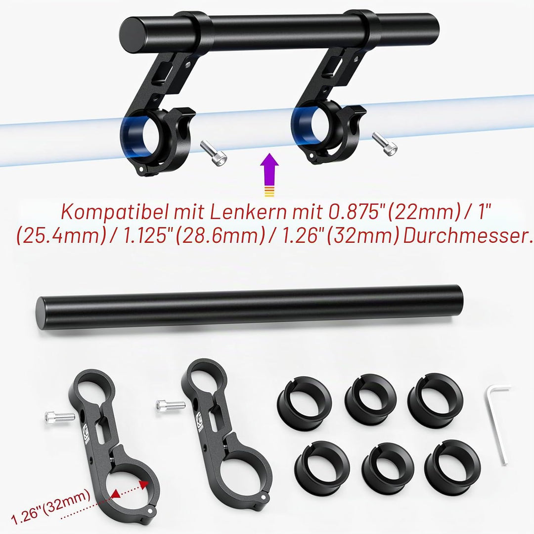 BRCOVAN Aluminiumlegierung Lenker Erweiterung mit 300mm Langer Querstange, Lenkerverlängerung mit Do