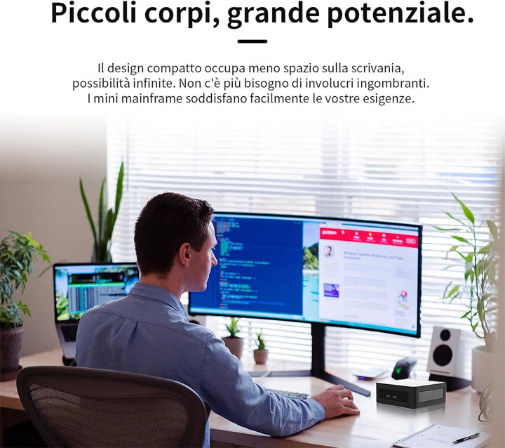 Mini-PC i5 12450H 4,40 GHz 8C/12T, Doppelkanal 16 GB RAM 256 GB SSD, Windows 11 Pro, WiFi, BT5.2, 3