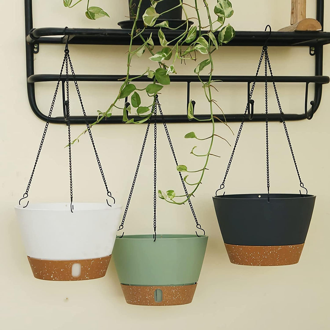 ZMTECH Hängetopf für Pflanzen, 2er-Set Φ25cm Blumentopf Ampel Hängend, Kunststoff Hänge Blumentopf m