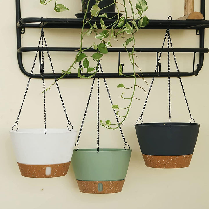 ZMTECH Blumenampel, 2er-Set Φ20cm Hängende Blumentöpfe Zum Aufhängen, Kunststoff Hängetopf mit Unter
