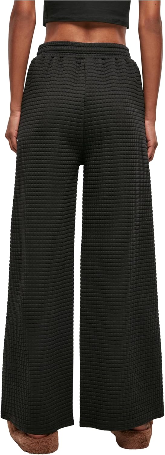 Urban Classics Damen Ladies Quilte Wide Leg Sweat Pants Hose M Schwarz, M Schwarz