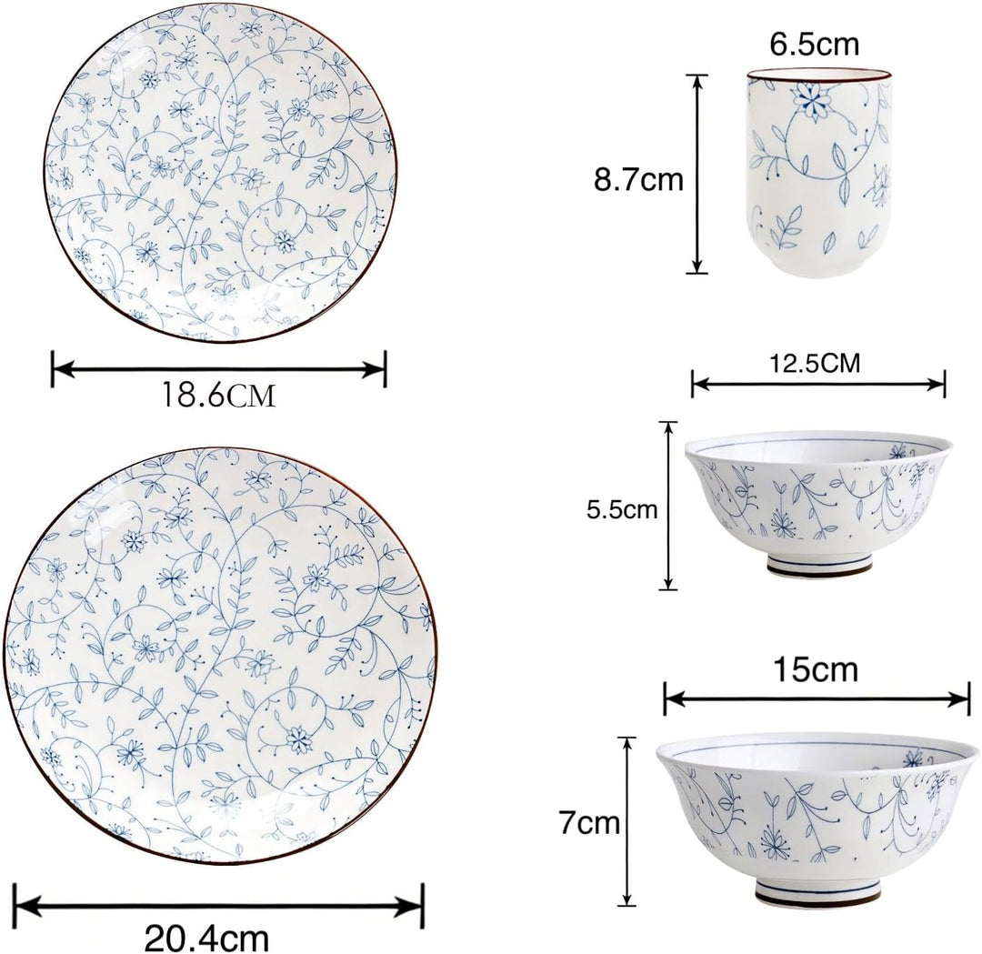 10 tischpäckchen, töpfe und gläser für küchenhilfen, nachtisch - suppe - teller, blaue blumenbesteck