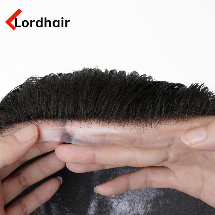 Lordhair Toupet Echthaar Männer,Perücke Männer,0,03 mm Dünne Leder Basis 20 * 25 CM Leichtes Haarers