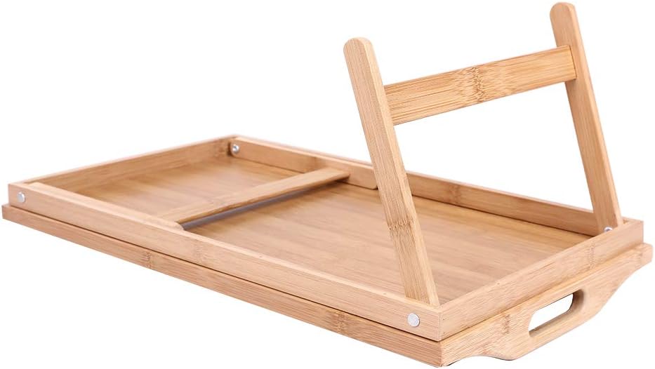 KKTONER Bambus Betttablett Frühstückstablett mit klappbaren Füssen Betttisch Serviertablett