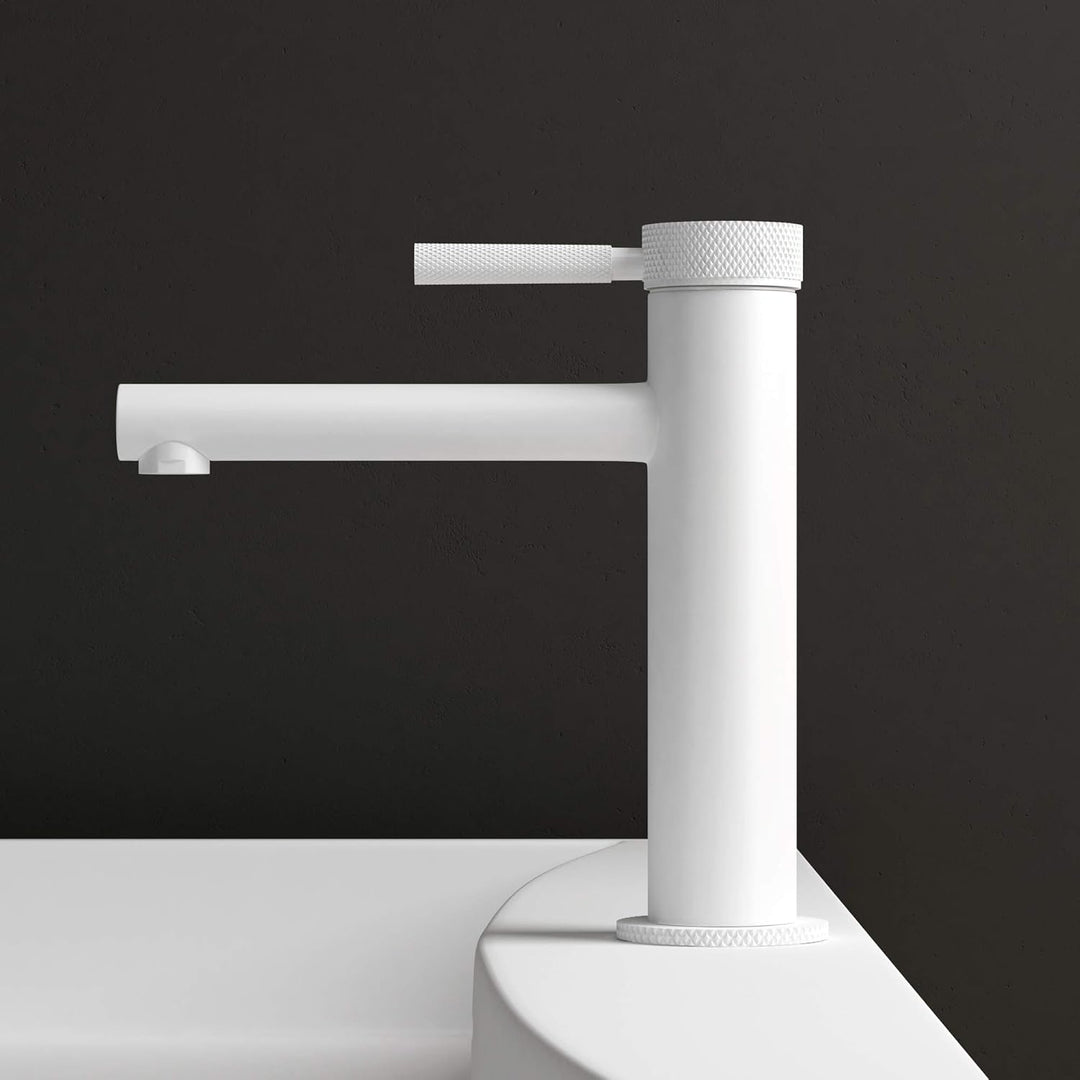 Mai & Mai Wasserhahn Bad Waschtischarmatur Weiss 18,1 cm hoch | Einhebelmischer Badarmatur, Waschbec