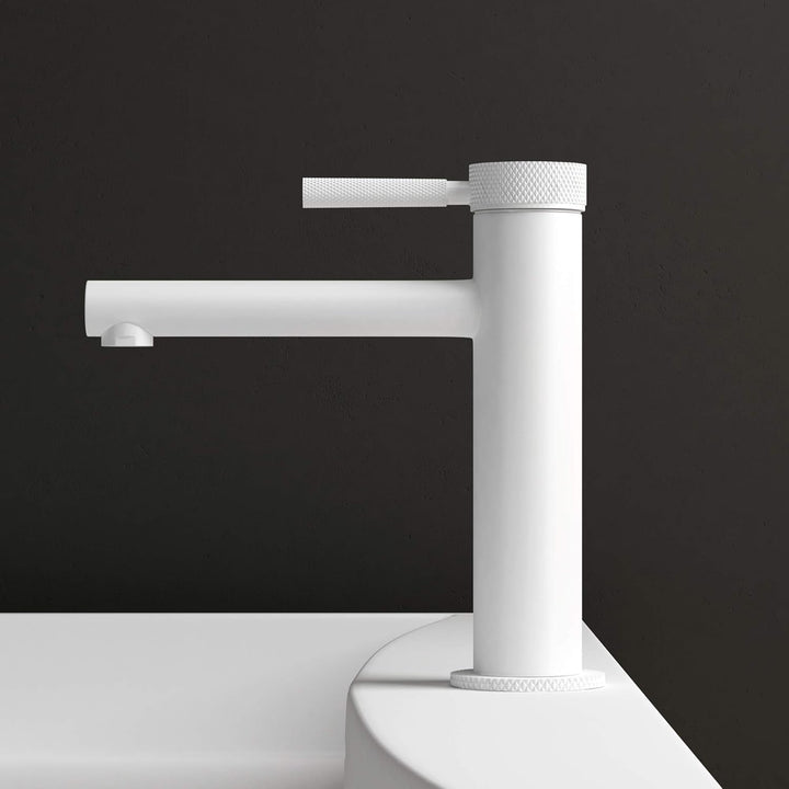 Mai & Mai Wasserhahn Bad Waschtischarmatur Weiss 18,1 cm hoch | Einhebelmischer Badarmatur, Waschbec
