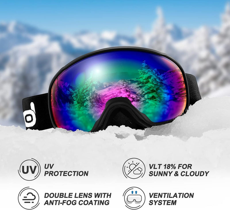 Odoland Skihelm und Skibrille Set Snowboardhelm mit Snowboardbrille für Damen und Herren Ski Goggles