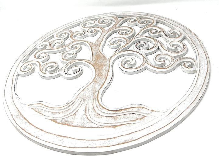 Trintura Wandbild Baum des Lebens Mandala Pohon Ulir 40cm (white) Lebensbaum Geschenkidee Wanddeko W