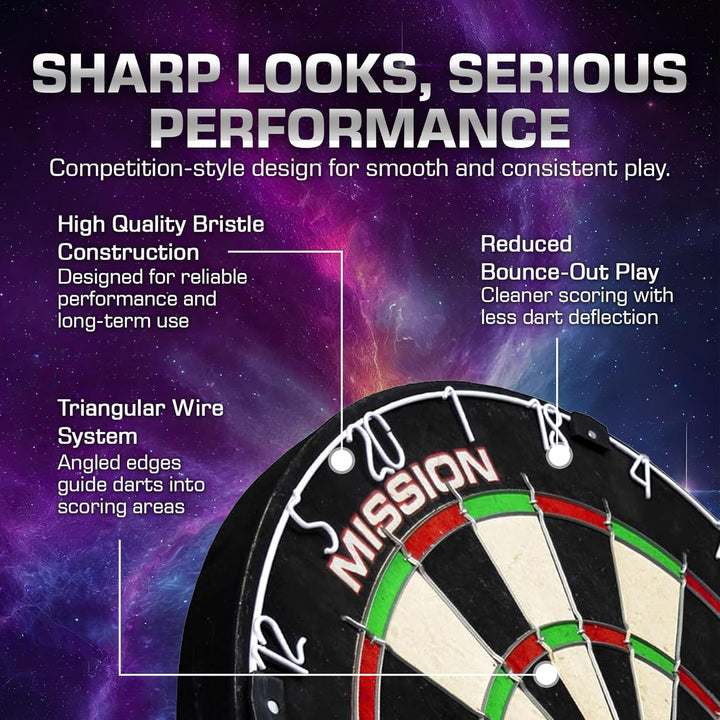 Mission Darts SU082 Axis Home Center | Darts und Dartscheibe Komplettpaket inkl. Surround und Oche m