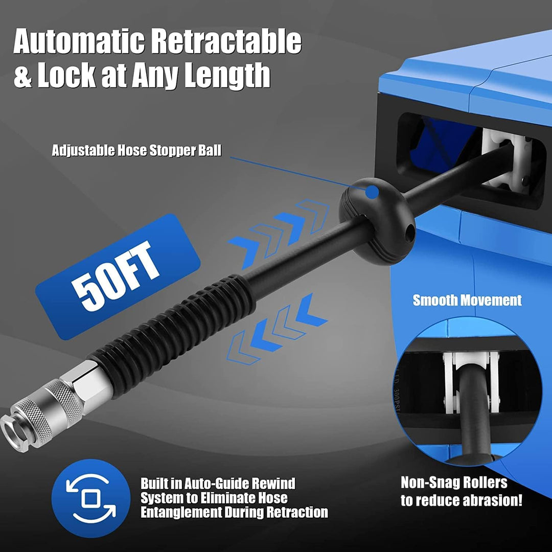 Automatik Druckluftschlauch Trommel 15 m + 1.5m, Schlauchaufroller Schlauchtrommel für Druckuft, Wan