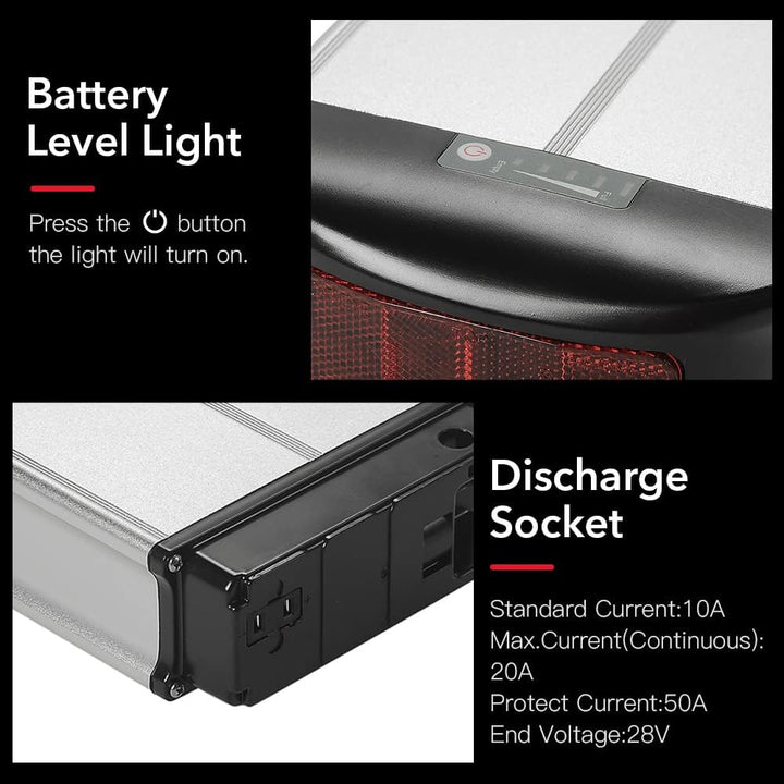 SEASON Gepäckträger Ebike Akku - 36V 13Ah 14.5Ah 15.6Ah 16Ah 17.4Ah Lithinum-Ionen Batterie für Elek