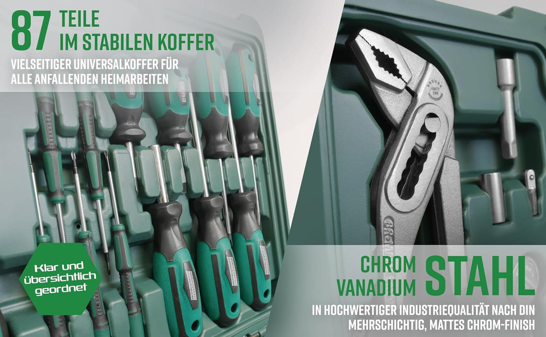 Brüder Mannesmann M29084 Werkzeugkoffer bestückt, 87-tlg, (L x B x H) 382 x 290 x 90 mm Single, Sing