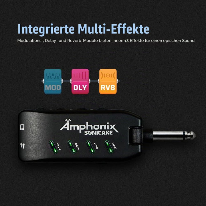 SONICAKE Mini Gitarre Kopfhörer Verstärker Bluetooth Multi-Effekte Plug-In USB aufladbar Portable Am