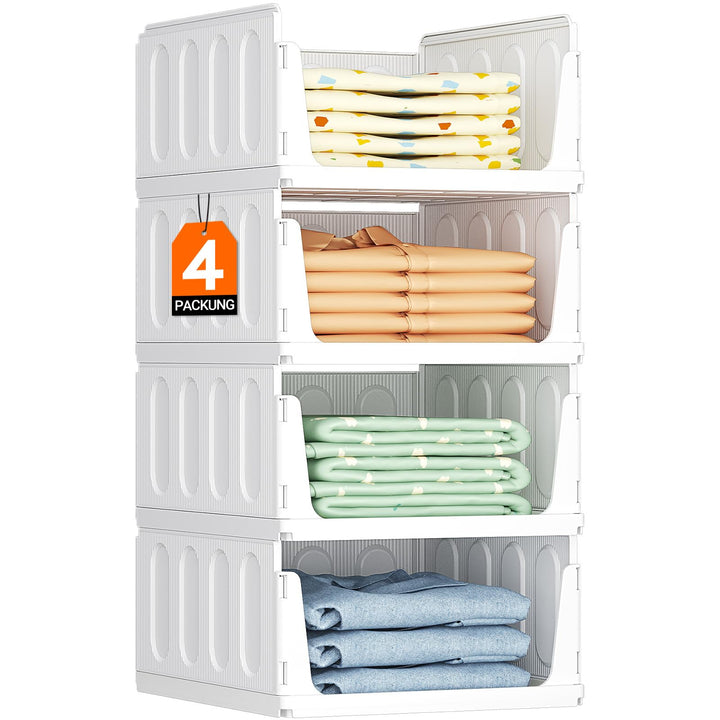 Lifewit 4 Pack Stapelbar Kleiderschrank Wardrobe Organizer für Kleidung, Kunststoff Ausziehbar Ordnu