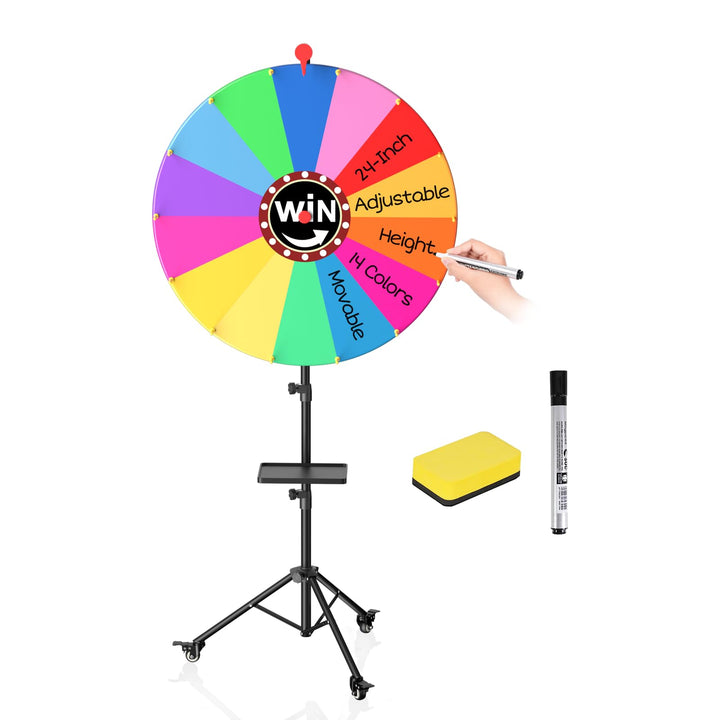 61 cm Glücksrad, 14 Farben Abnehmbarer Drehendes Preisrad mit 360°-Drehrollen, EMART Glücksrad zum D
