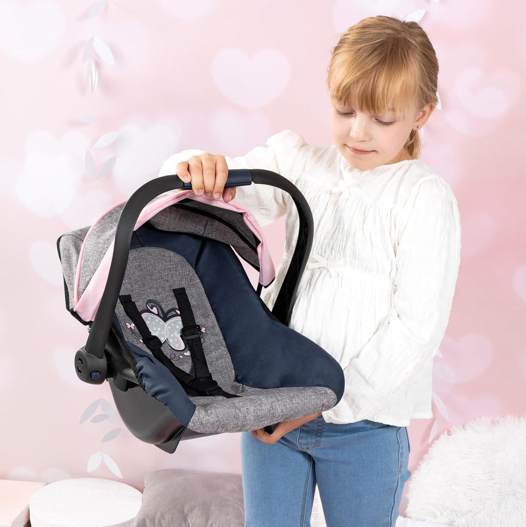 Bayer Design 67927AA EasyGo Puppenautositz, blau, grau, rosa, 46 cm