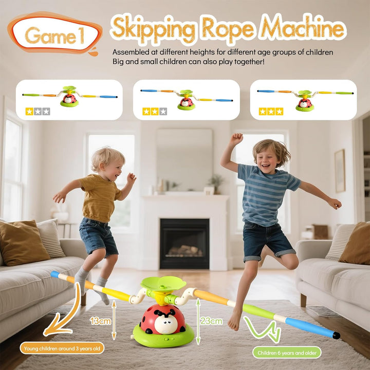 RoserRose 5-in-1 Outdoor Spiele für Kinder, Rakete Spielzeug, Springseil, Ringwurfspiel, Ausweich Sp