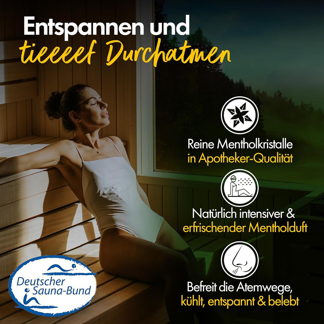 Mentholkristalle [50gr] für Sauna in Premium Qualität aus 100% Minzöl - Befreit die Atemwege und sor
