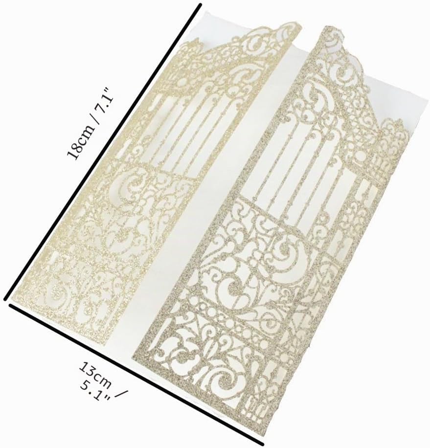 Goldene Hochzeitseinladungen funkelnde Gate Laser Design für Hochzeit Verlobung Meerjungfrau 25 Sets