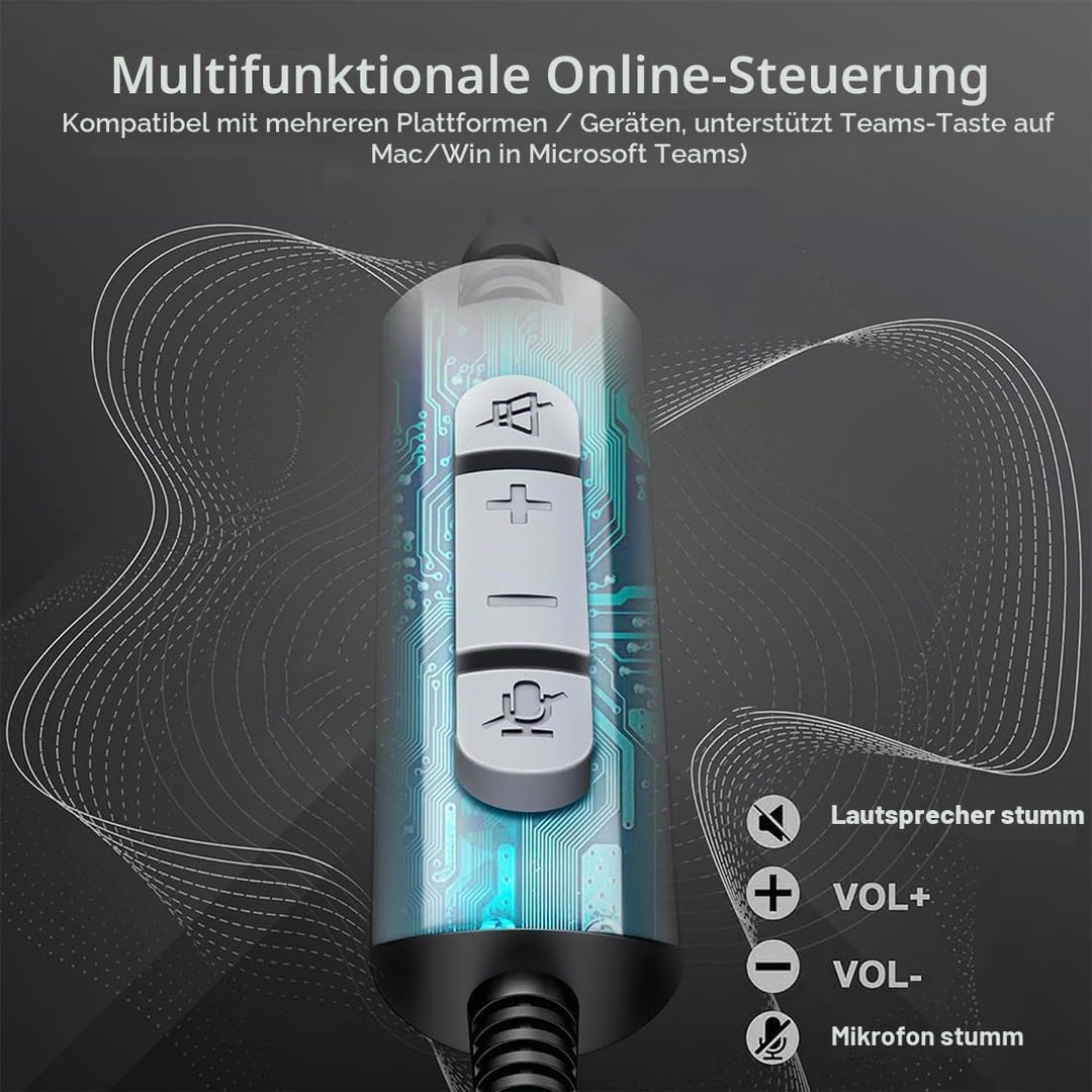 Wantek Stereo-Headset,schnurgebunden,USB-A,Mikrofon mit Noise Cancelling-ganztägiger Komfort-USB-A:P