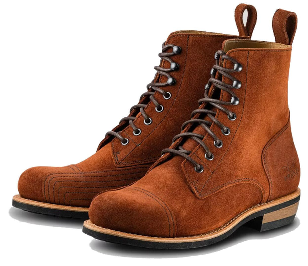 Rokker Urban Rebel Motorradstiefel | Wetterfester Fahrkomfort 42 EU Dunkelbraun Rot, 42 EU Dunkelbra