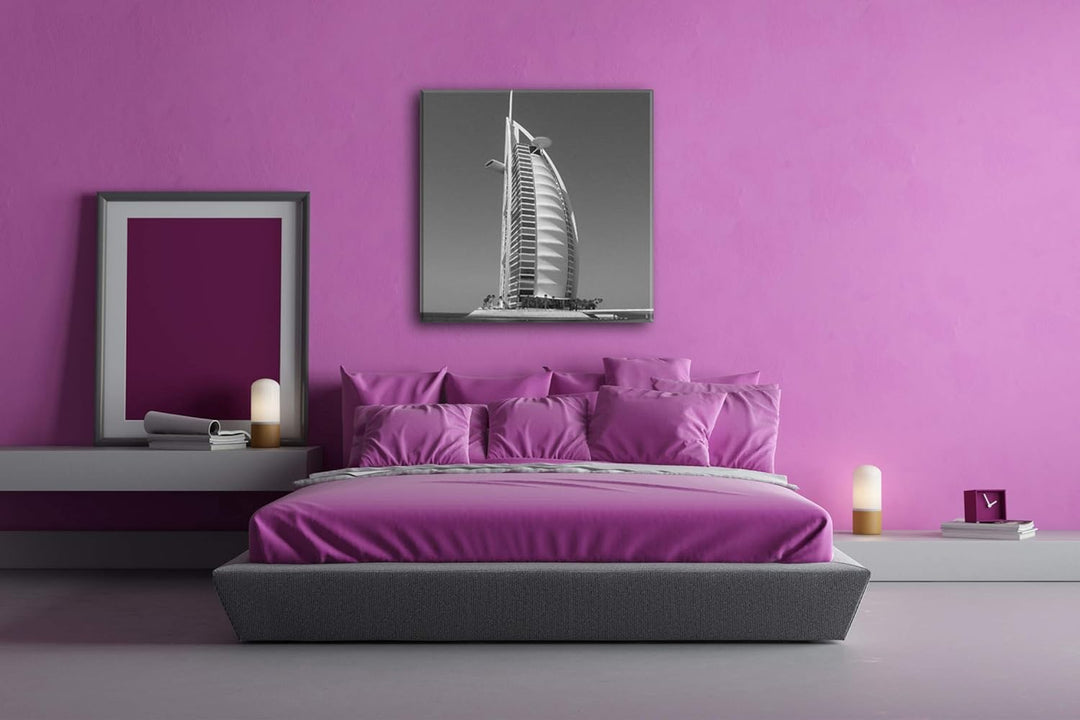 deyoli gigantisches Gebäude in Dubai im Format: 70x70 Effekt: Schwarz&Weiss als Leinwandbild, Motiv