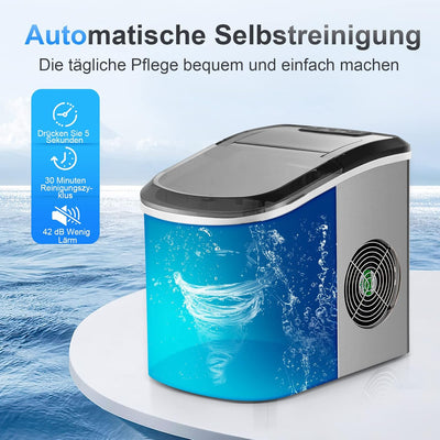 GOPLUS Eiswürfelmaschine mit 2,2L Wassertank, Elektrische Eiswürfelbereiter, Eismaschine inkl. Eisko