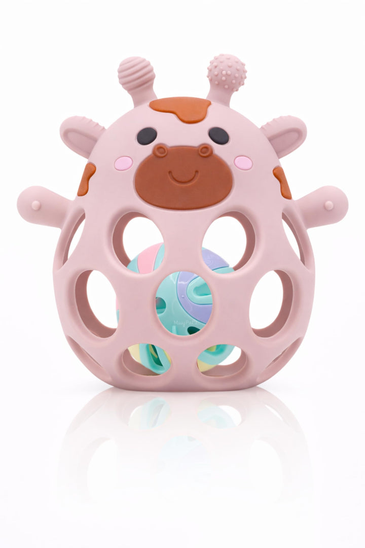 MuyPe Rassel Giraffe und Beissring für Babys (Rosa), Rosa