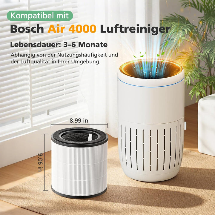Air 4000 Ersatzfilter für Bosch Air 4000-Luftreiniger, 3-in-1 HEPA Air 4000-Filter mit Hocheffizient
