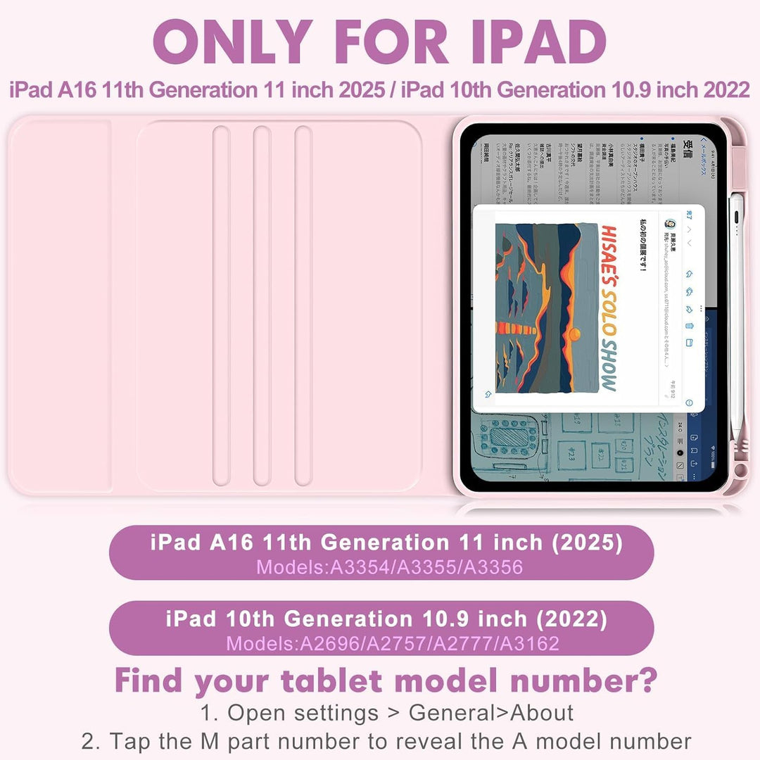 Hülle mit Tastatur für iPad A16 11. Generation 2025 / iPad 10. Generation 2022 (11/10.9 Zoll), Abneh