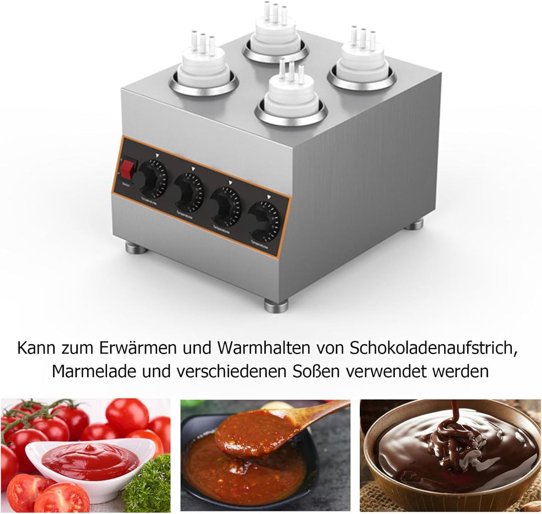 Kommerzieller Elektrischer Sossenwärmer mit 4 Quetschflaschen, kommerzieller elektrischer Käsesossen