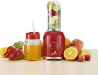 Senya Standmixer Smoothie mit 2 tragbaren Flaschen, Rot, Juicy Delight 250 W, 6 Klingen aus Edelstah