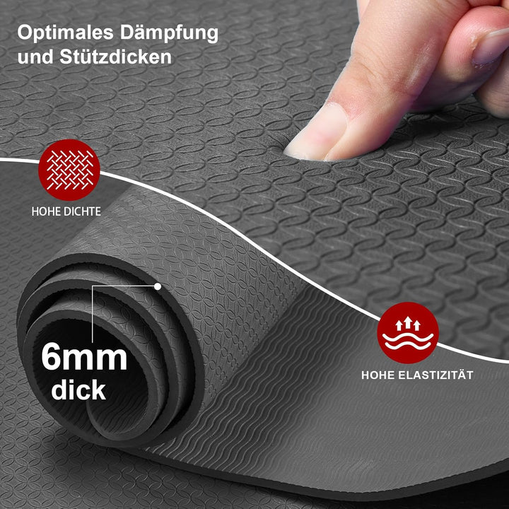 Stepwaver TPE Yogamatte Breit 183x91/183x122cm,6mm Dick, Sportmatte Fitnessmatte Rutschfest, Extrem