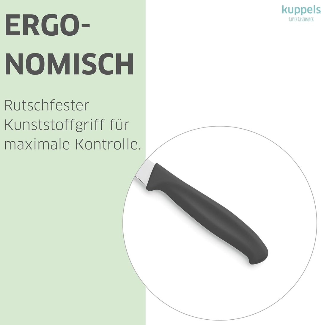 Kuppels KITCHEN LINE Küchenmesser Set 9 teilig schwarz, Scharfe kleine Küchenmesser aus 420HC Stahl,
