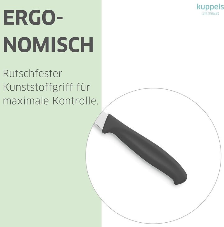 Kuppels KITCHEN LINE Küchenmesser Set 9 teilig schwarz, Scharfe kleine Küchenmesser aus 420HC Stahl,
